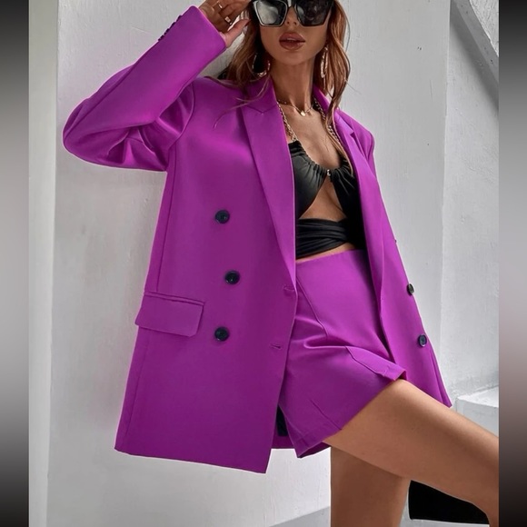 Purple Button Down Blazer - Picture 5 of 6